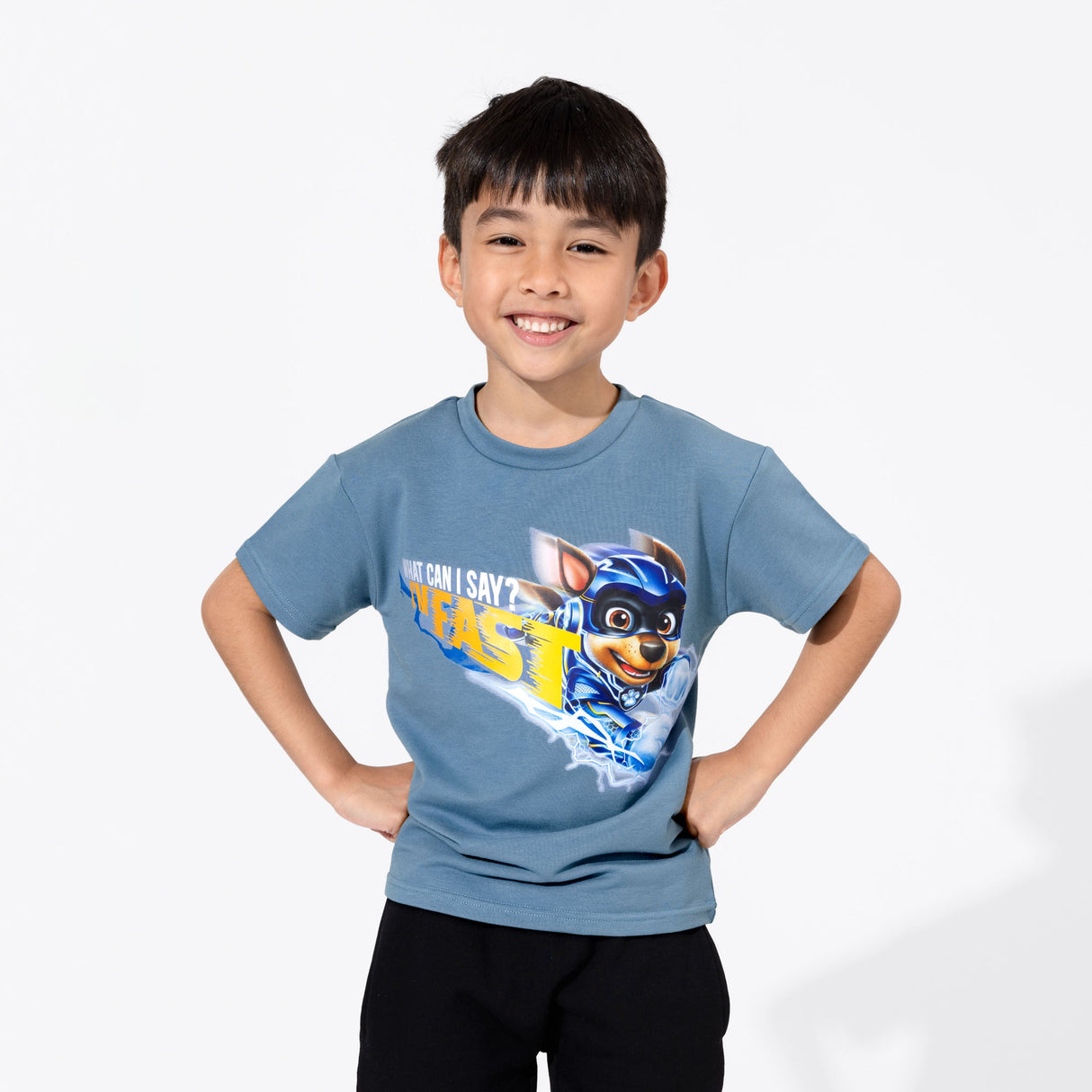 PAW Patrol: The Mighty Movie Chase Oasis Blue Bamboo Terry Kids Oversized T-Shirt - HoneyBug