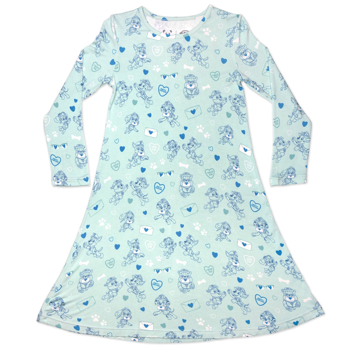 PAW Patrol: I Woof You Blue Bamboo Girls' Long Sleeve Dress - HoneyBug