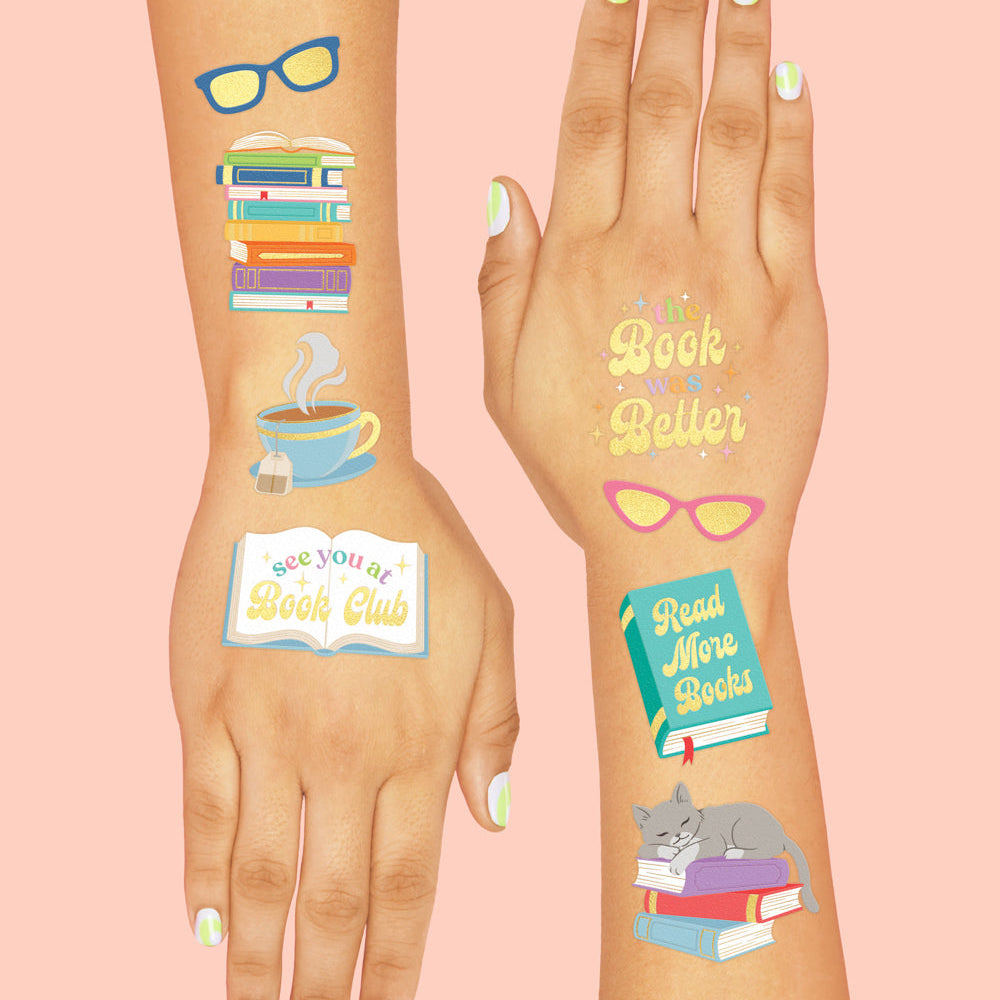 Book Lover Tats - 48 Foil Temporary Tattoos