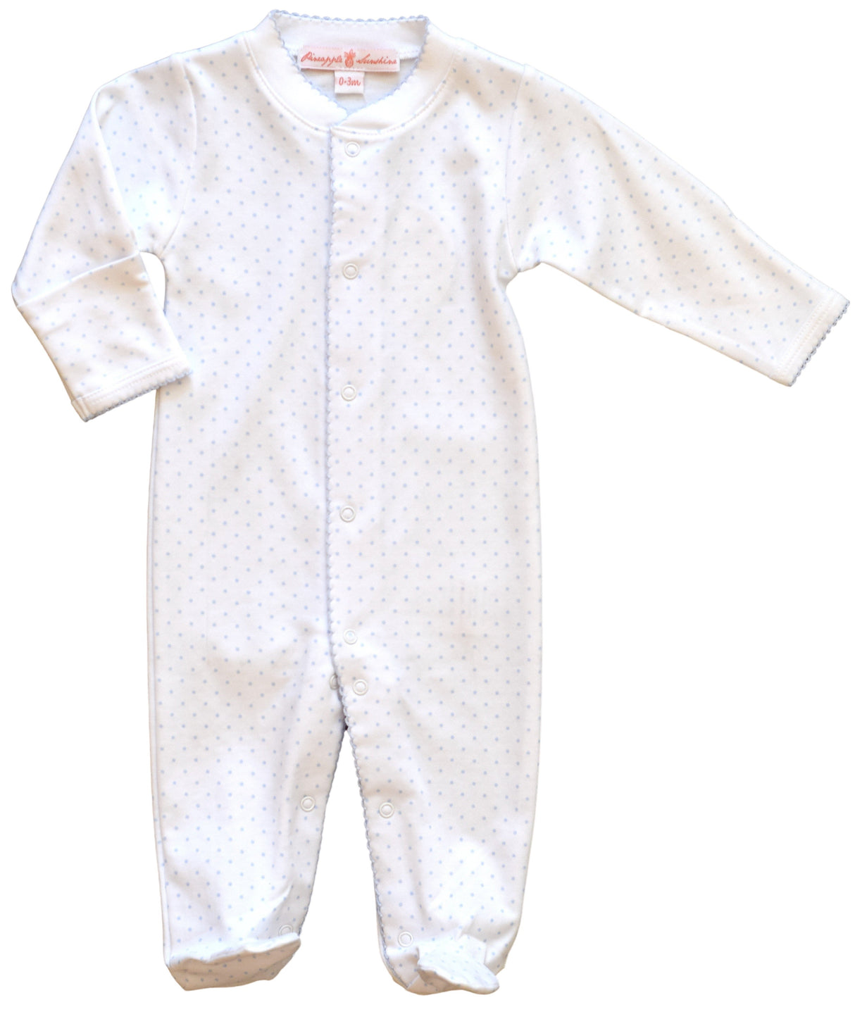 Light Blue Polka Dot Footie - HoneyBug
