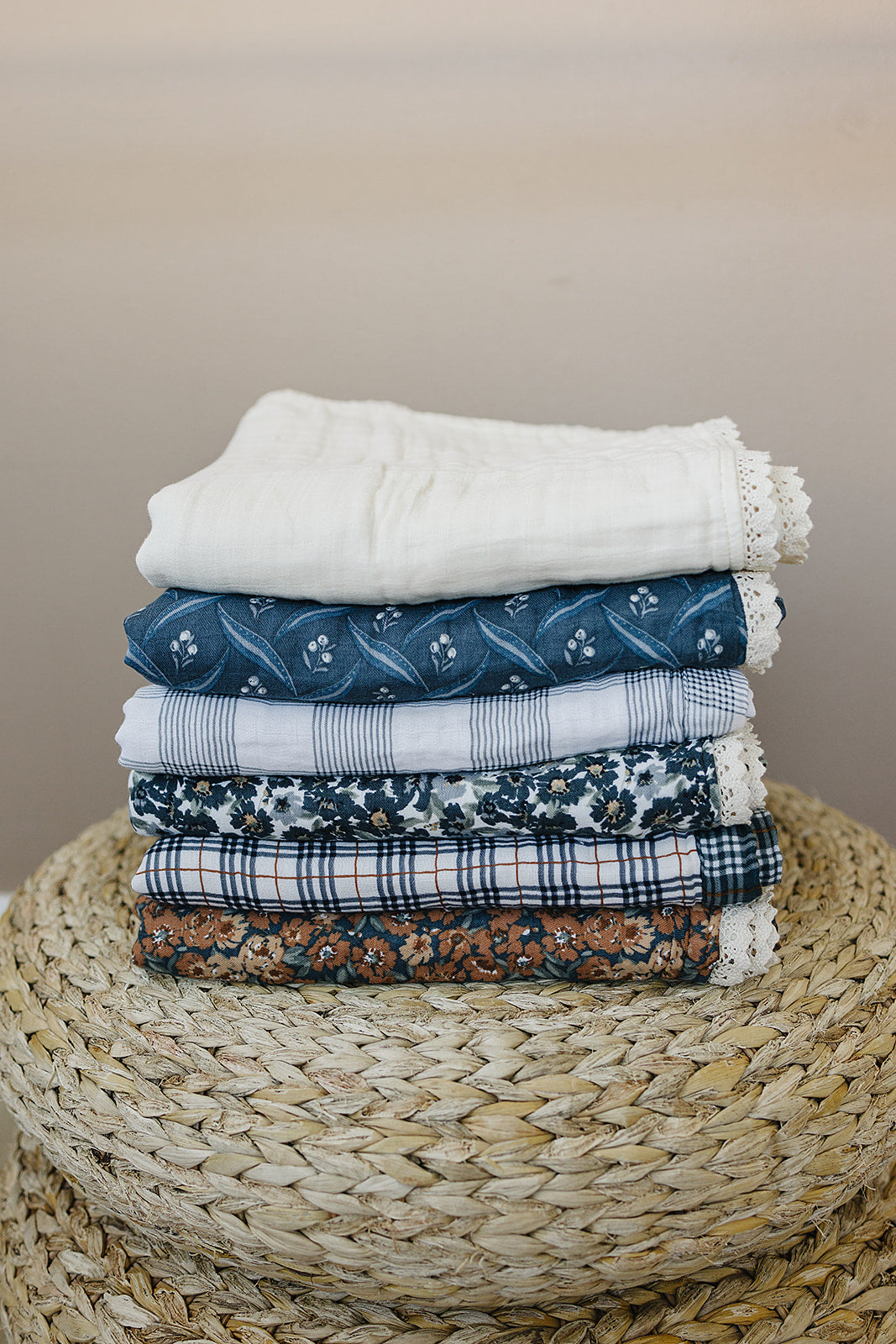 Coastal Plaid + Navy Muslin Quilt - HoneyBug