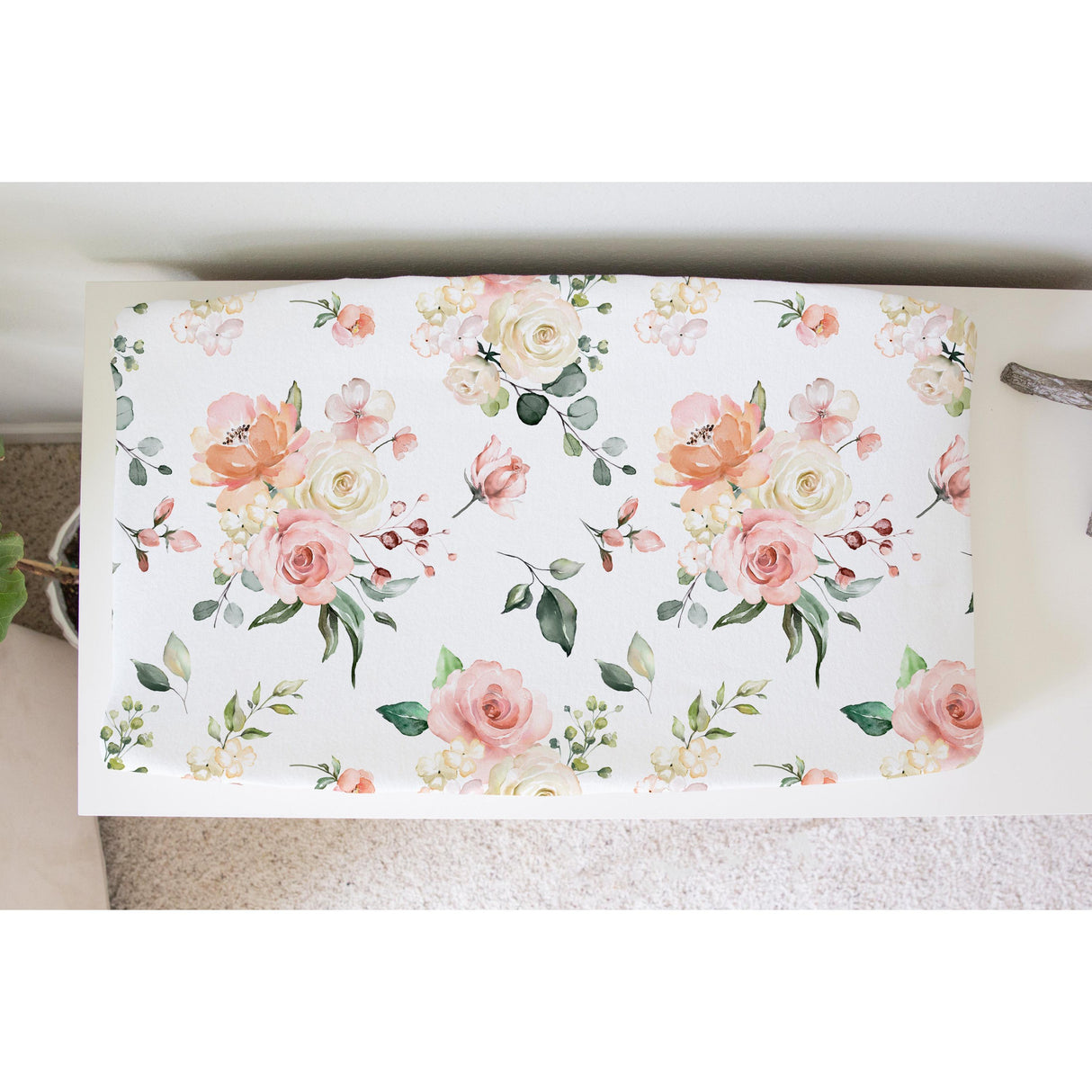 Changing Pad Cover - Peach Floral - HoneyBug