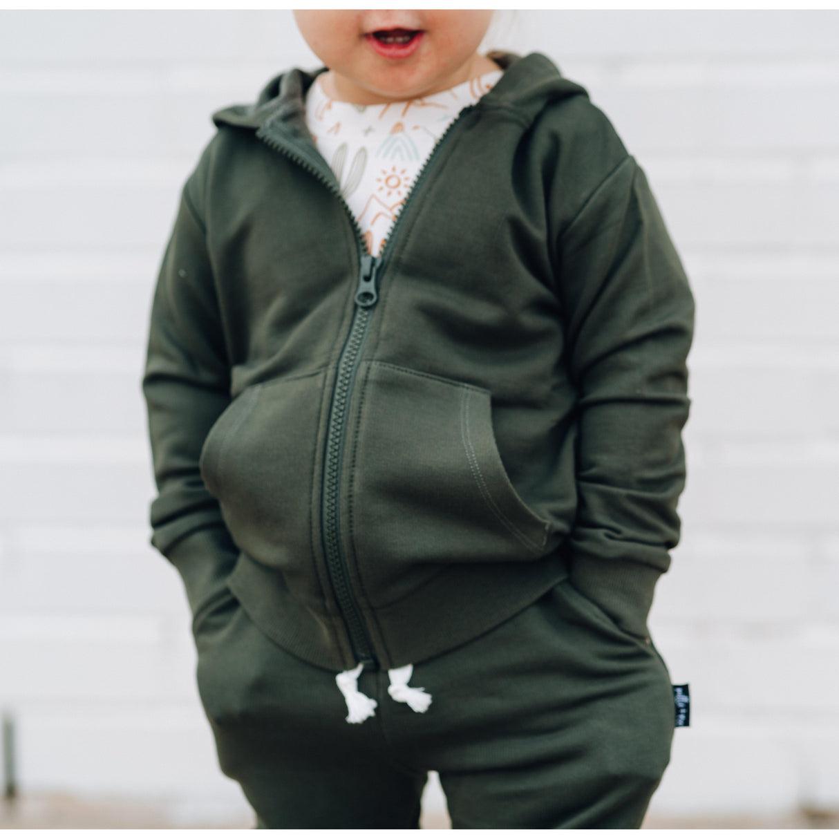 ZIP HOODIE- Moss Bamboo French Terry - HoneyBug