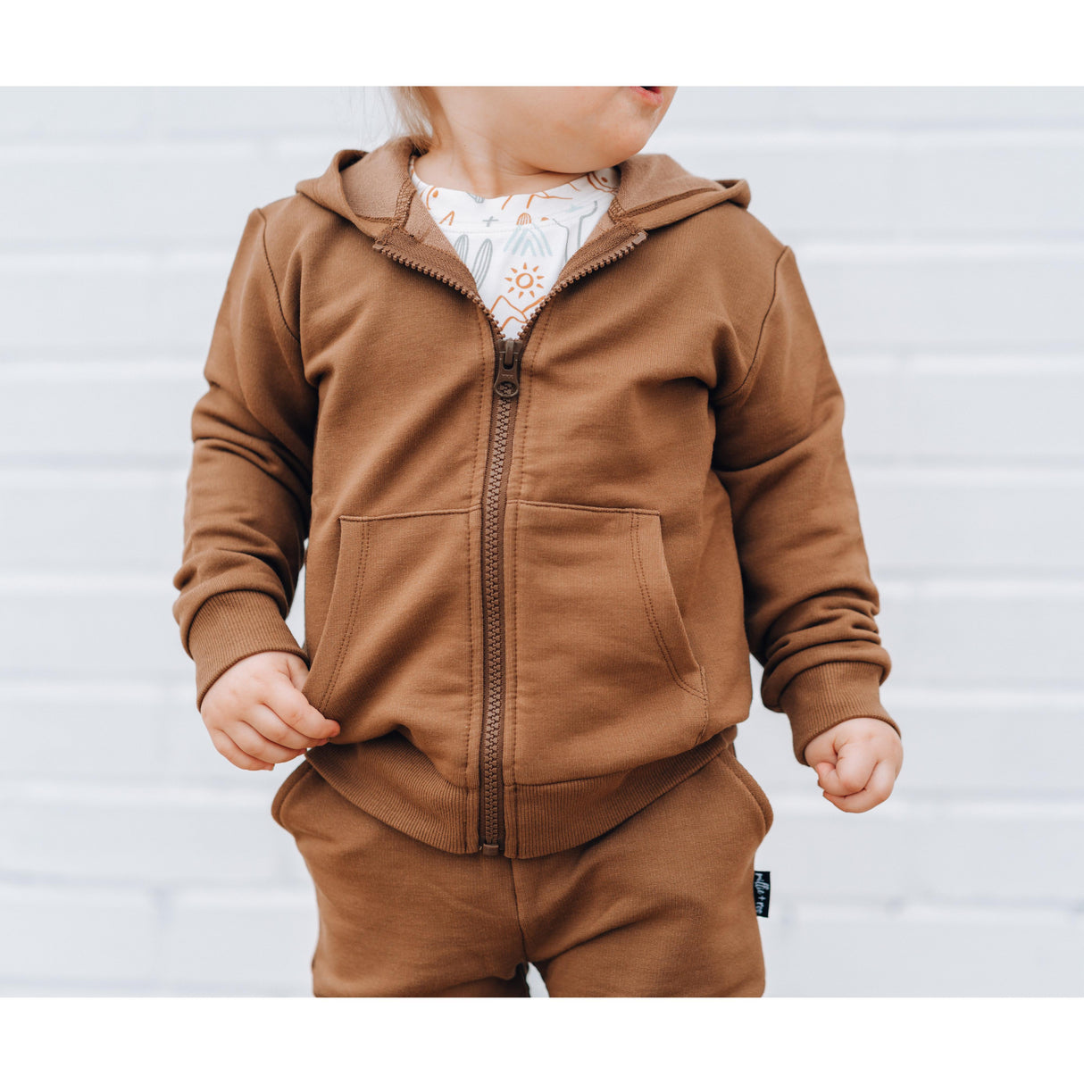 ZIP HOODIE- Bark Bamboo French Terry - HoneyBug