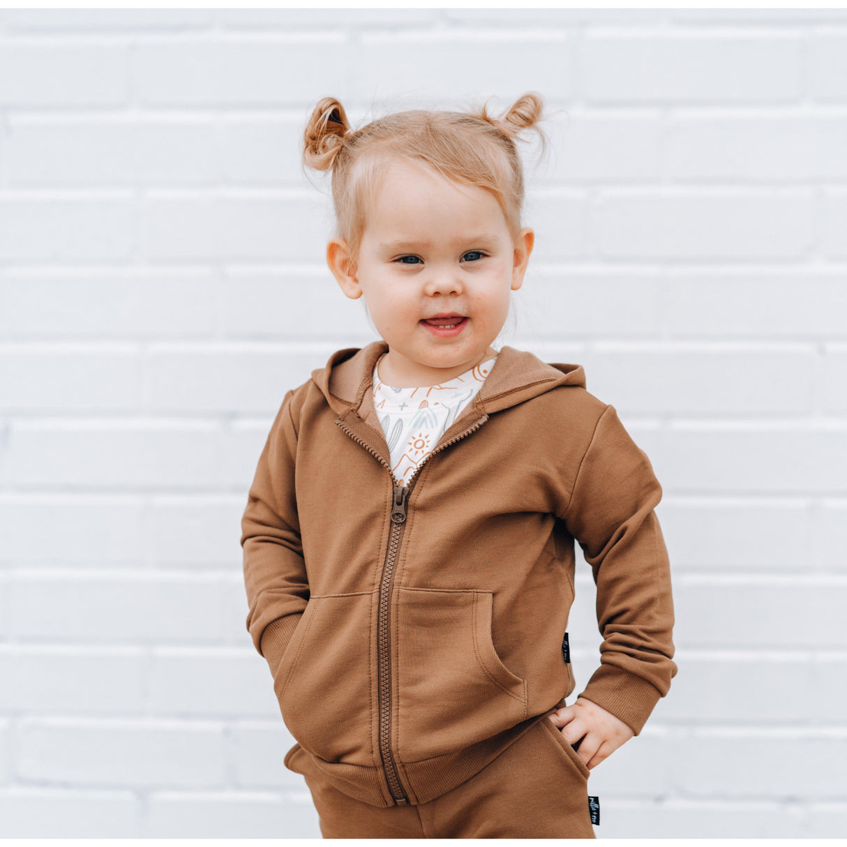 ZIP HOODIE- Bark Bamboo French Terry - HoneyBug