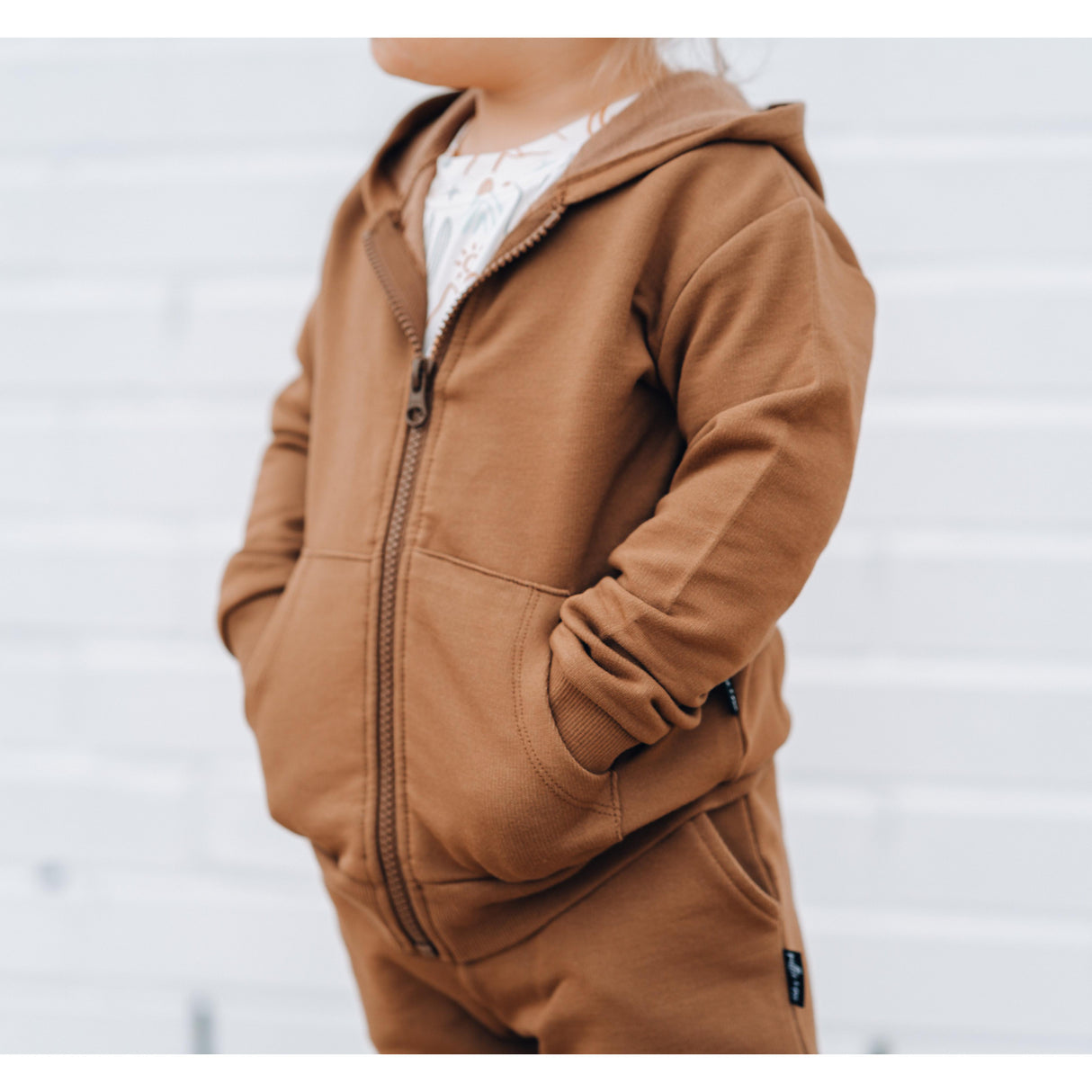 ZIP HOODIE- Bark Bamboo French Terry - HoneyBug