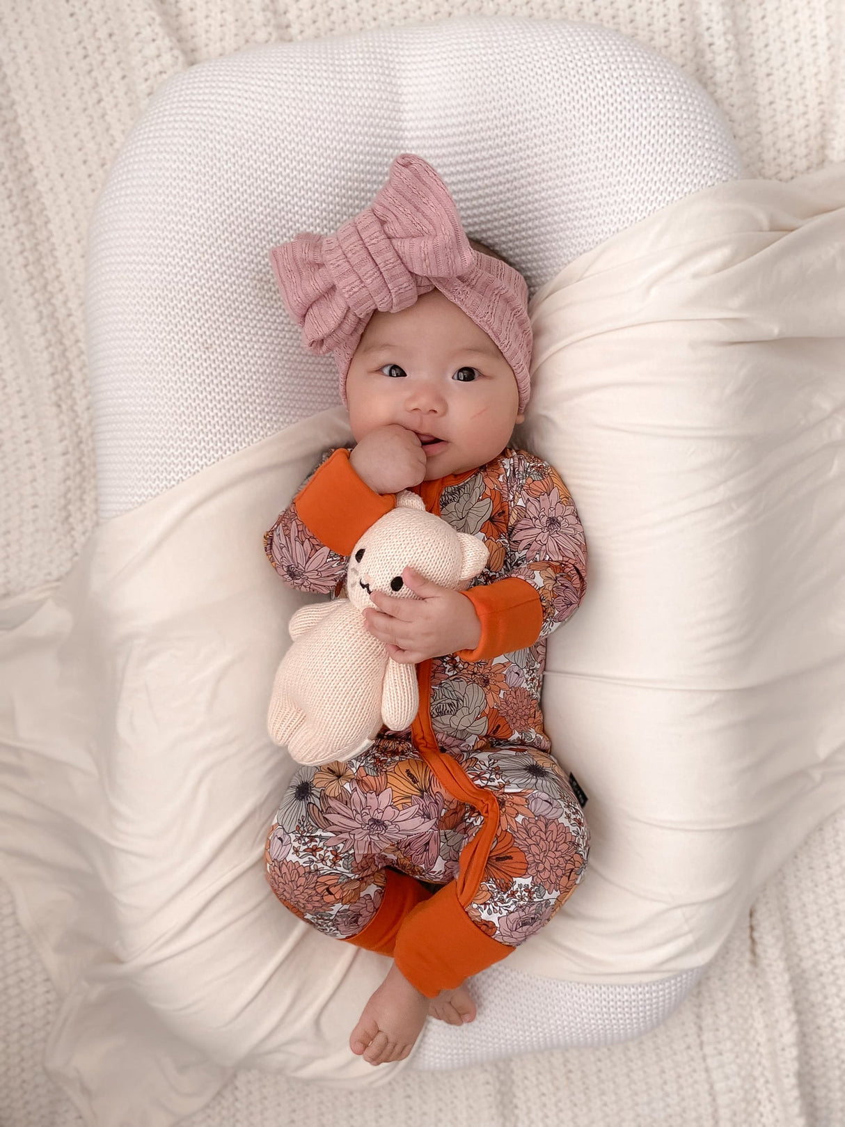 Zip Romper - Neutral Floral - HoneyBug