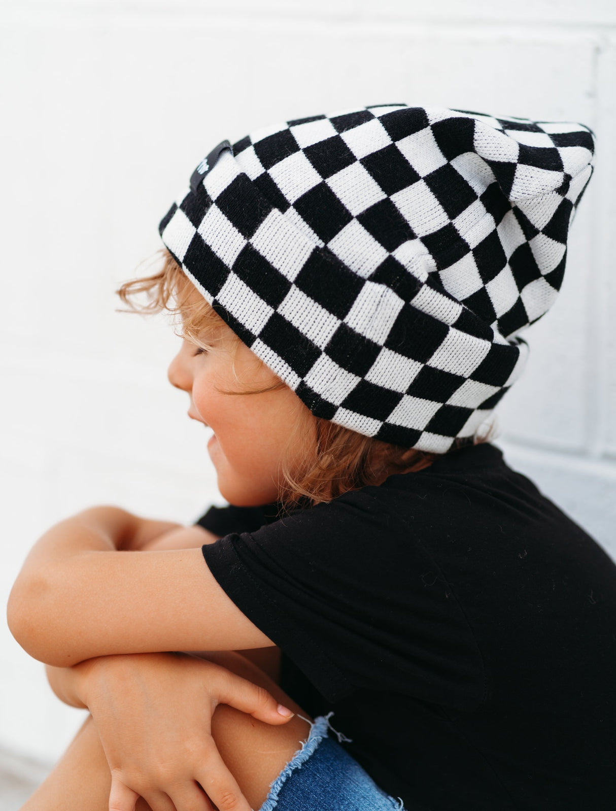 BAMBOO CUFF BEANIE- B+W Check - HoneyBug