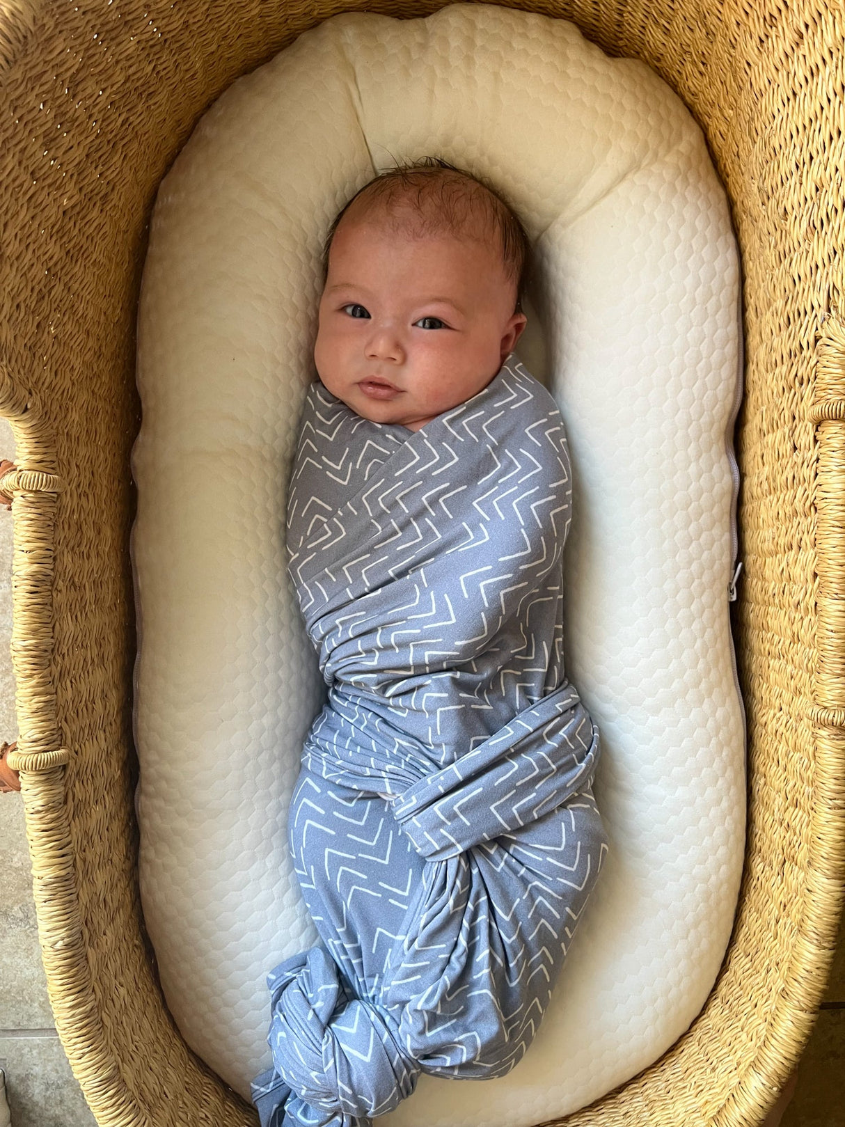 BAMBOO BLANKET - Blue Mud Cloth - HoneyBug