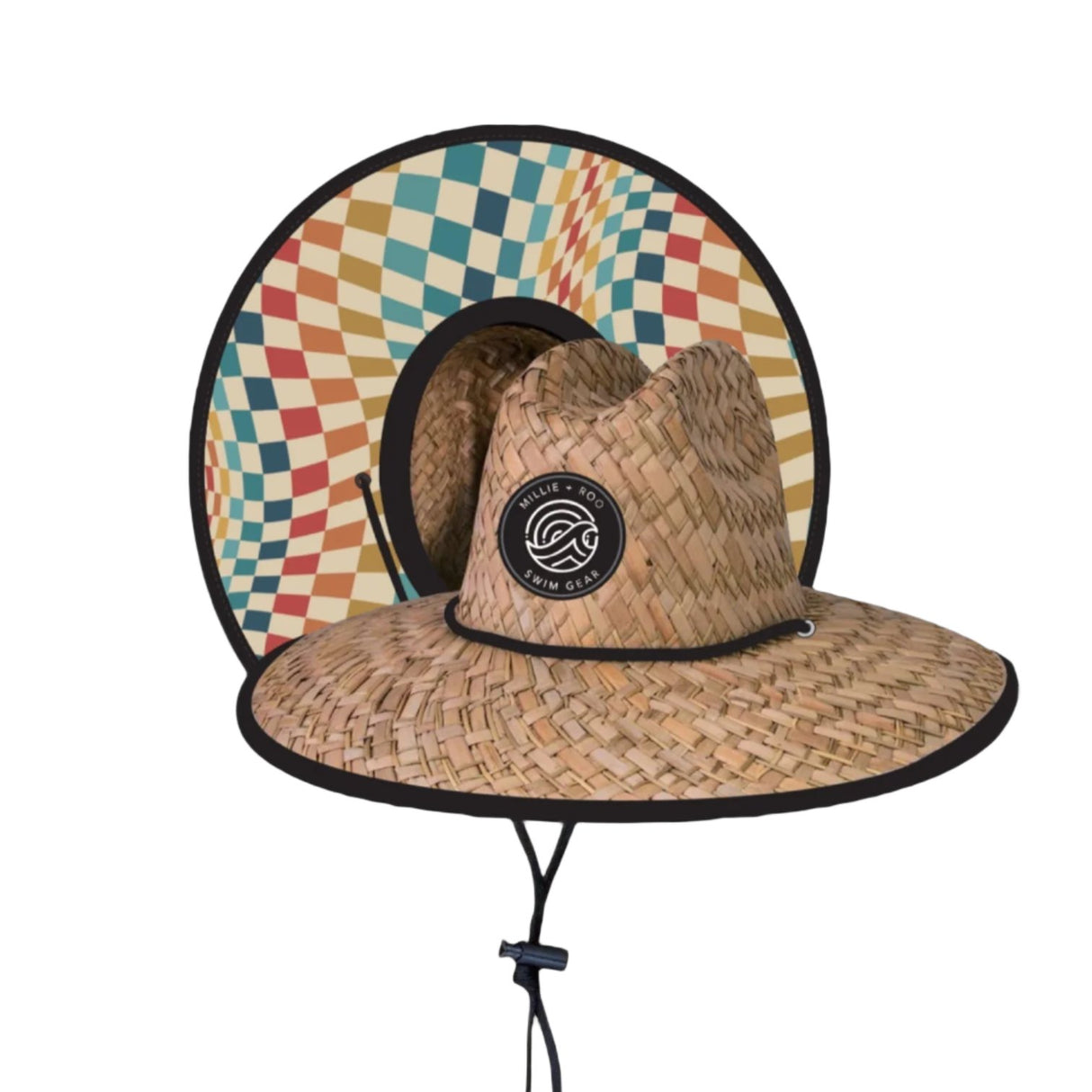 Straw Hat- Groovy Check - HoneyBug