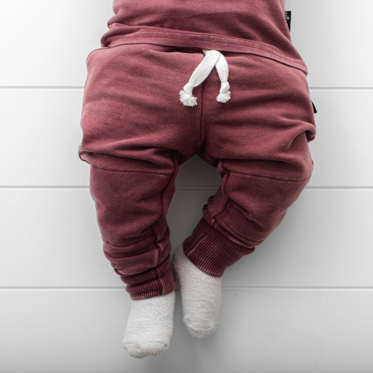 JOGGERS- Oxblood Snow Wash French Terry - HoneyBug
