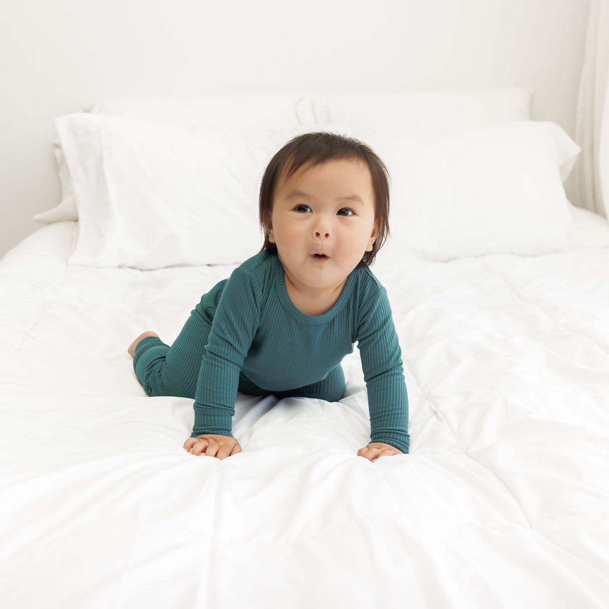 LONG SLEEVE 2 PIECE SETS- Peacock Ribbed - HoneyBug