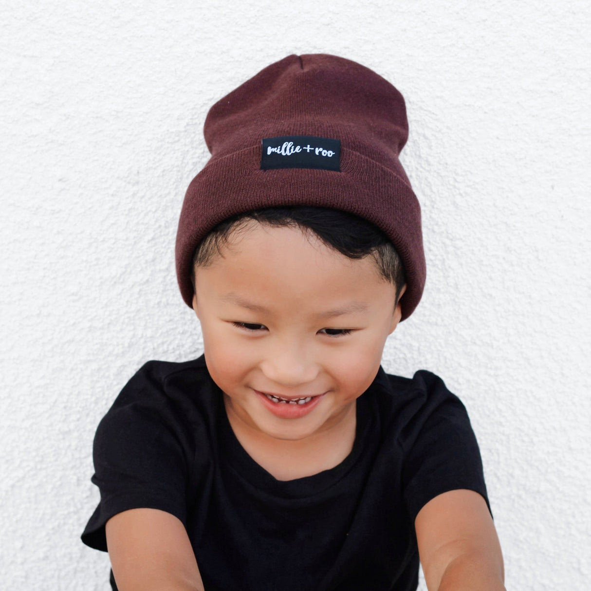 BAMBOO CUFF BEANIE- Black Cherry - HoneyBug