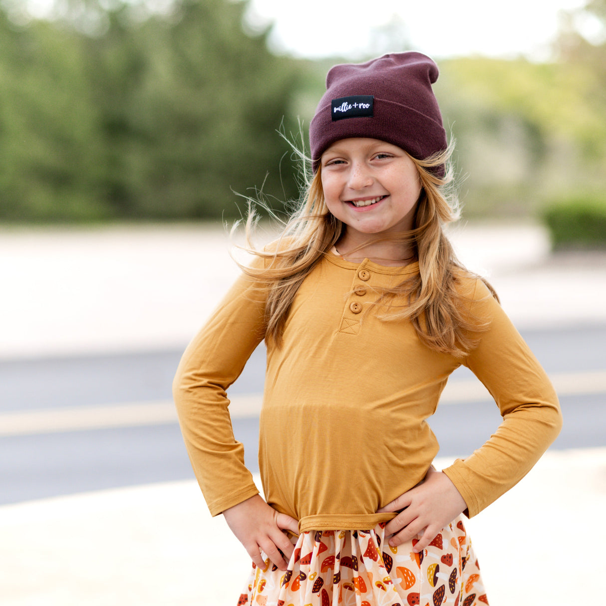 BAMBOO CUFF BEANIE- Black Cherry - HoneyBug