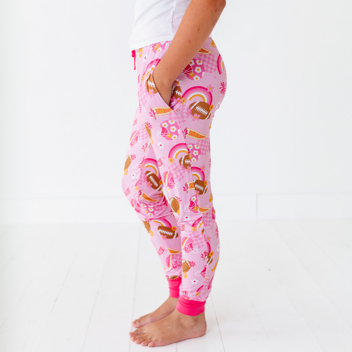 On Game Days We Wear Pink Joggers - Bigger Kids - HoneyBug