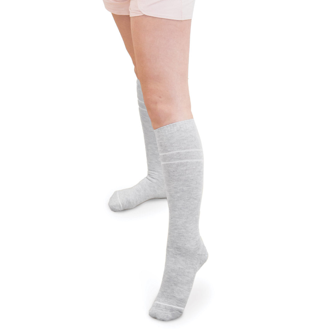 Premium Maternity Compression Socks (2-Pack) | Soft Pink & Grey Heather - HoneyBug