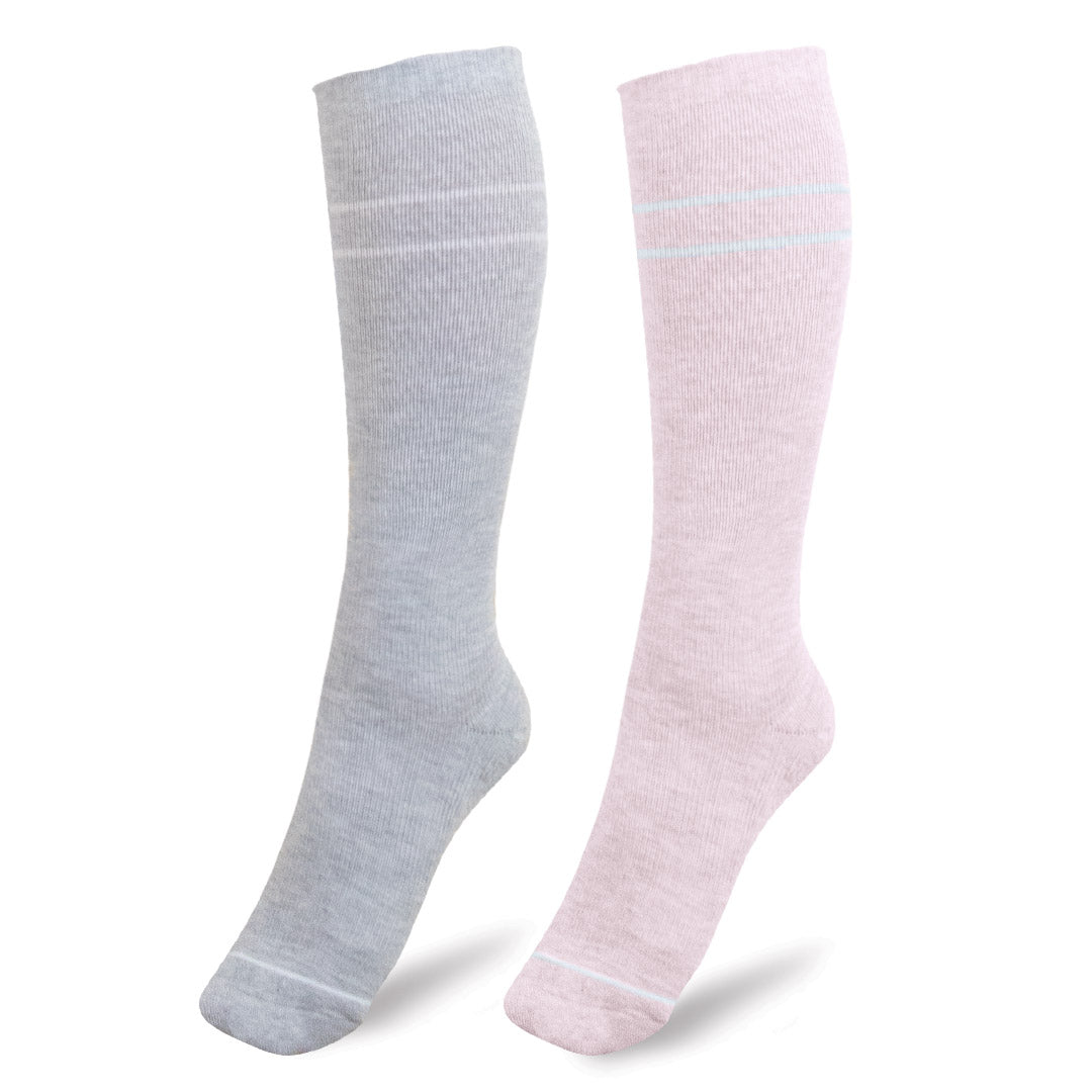 Premium Maternity Compression Socks (2-Pack) | Soft Pink & Grey Heather - HoneyBug