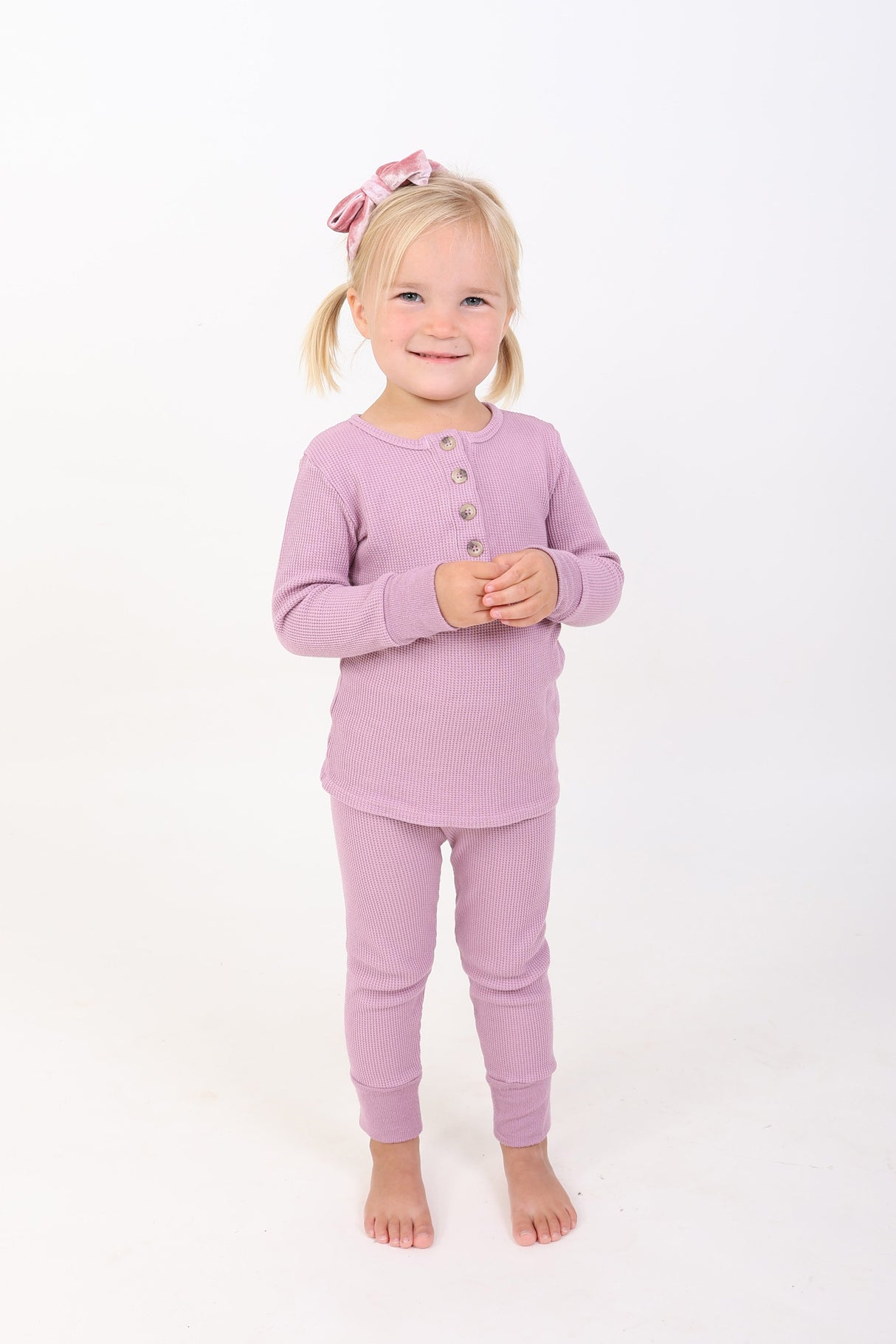 DELILAH || THERMAL BABY LONG SLEEVE HENLEY TOP AND BOTTOM SET