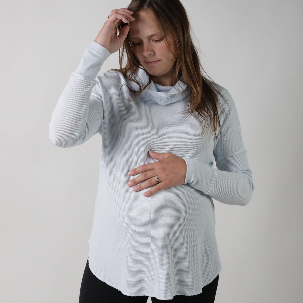 DELILAH || THERMAL LONG SLEEVE COWL NECK MATERNITY TOP