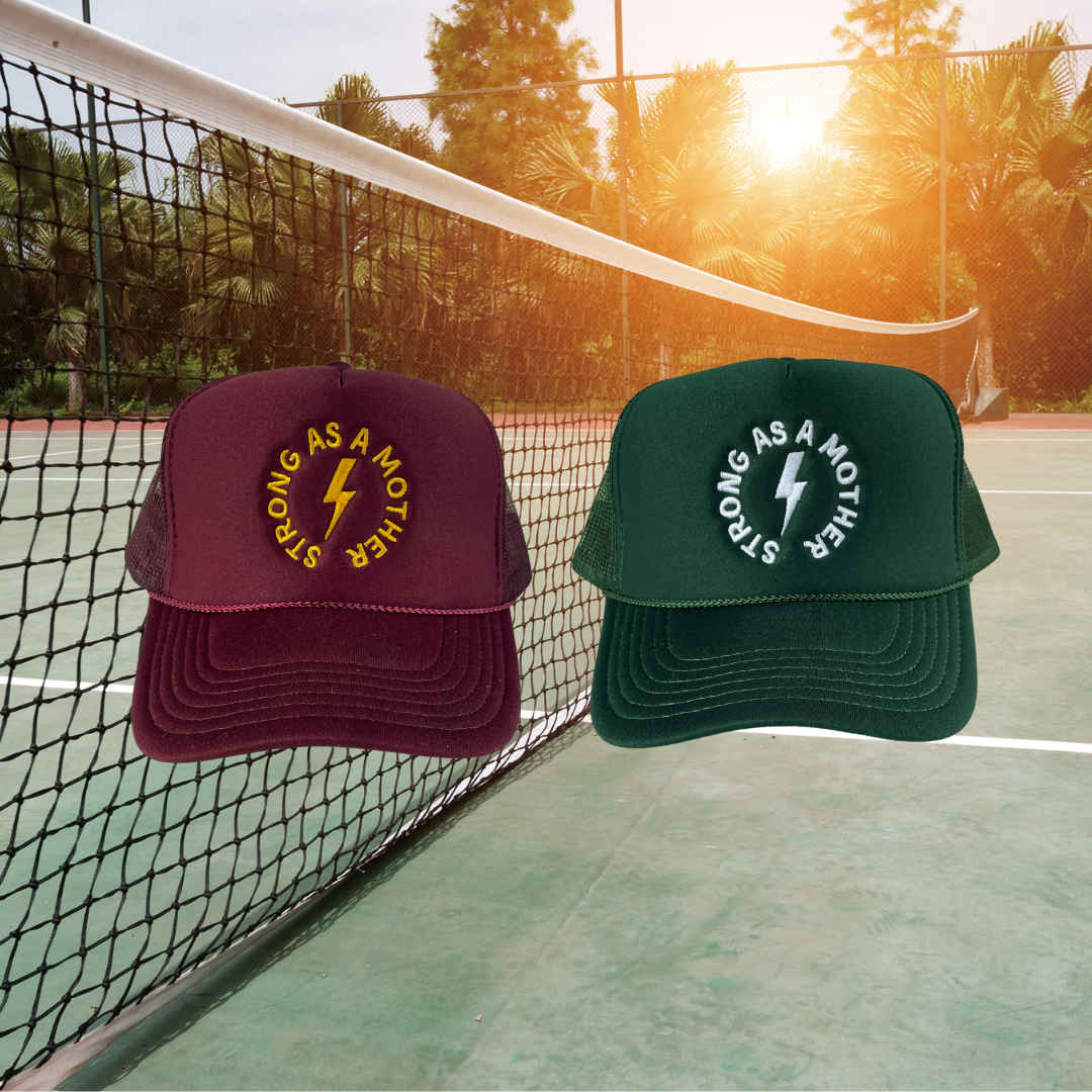 Strong as a mother™ Embroidered Trucker Hat - Forest Green - HoneyBug