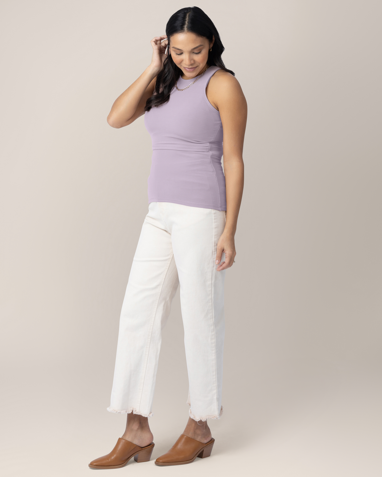 Ribbed Bamboo Racerback Nursing Tank | Lavender Mist - HoneyBug