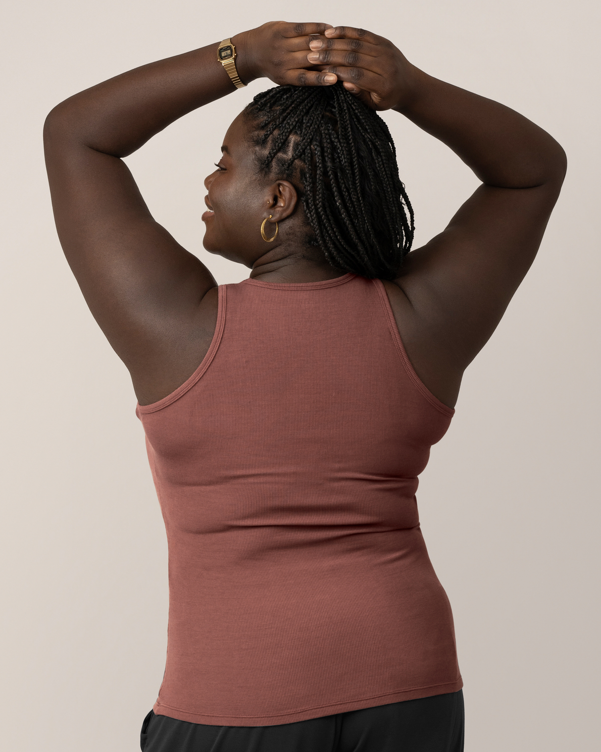 Ribbed Bamboo Racerback Nursing Tank | Redwood - HoneyBug