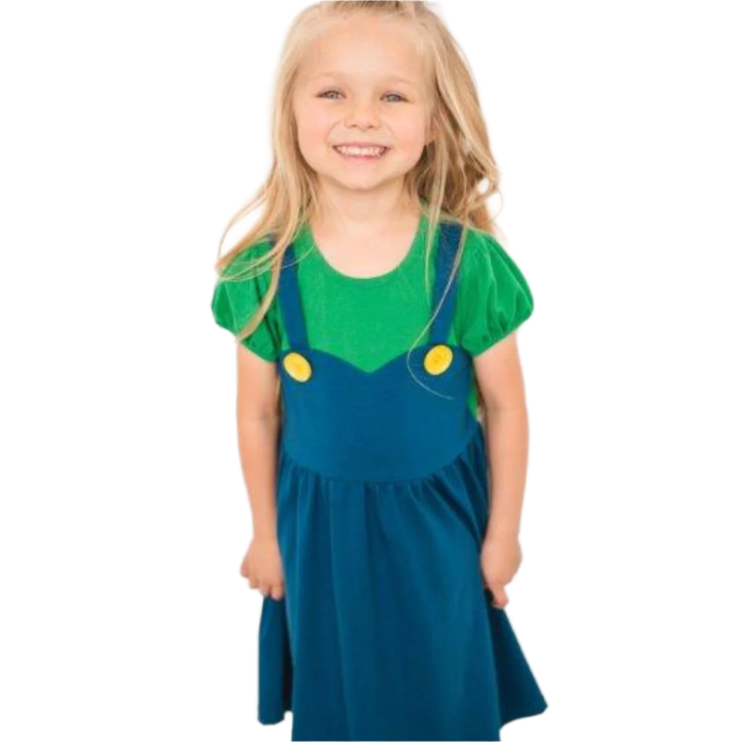 Green Super Bro Dress - HoneyBug