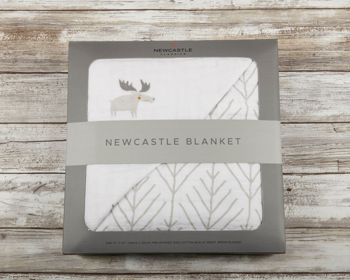 Mister Moose and Forest Arrow Cotton Muslin Newcastle Blanket - HoneyBug
