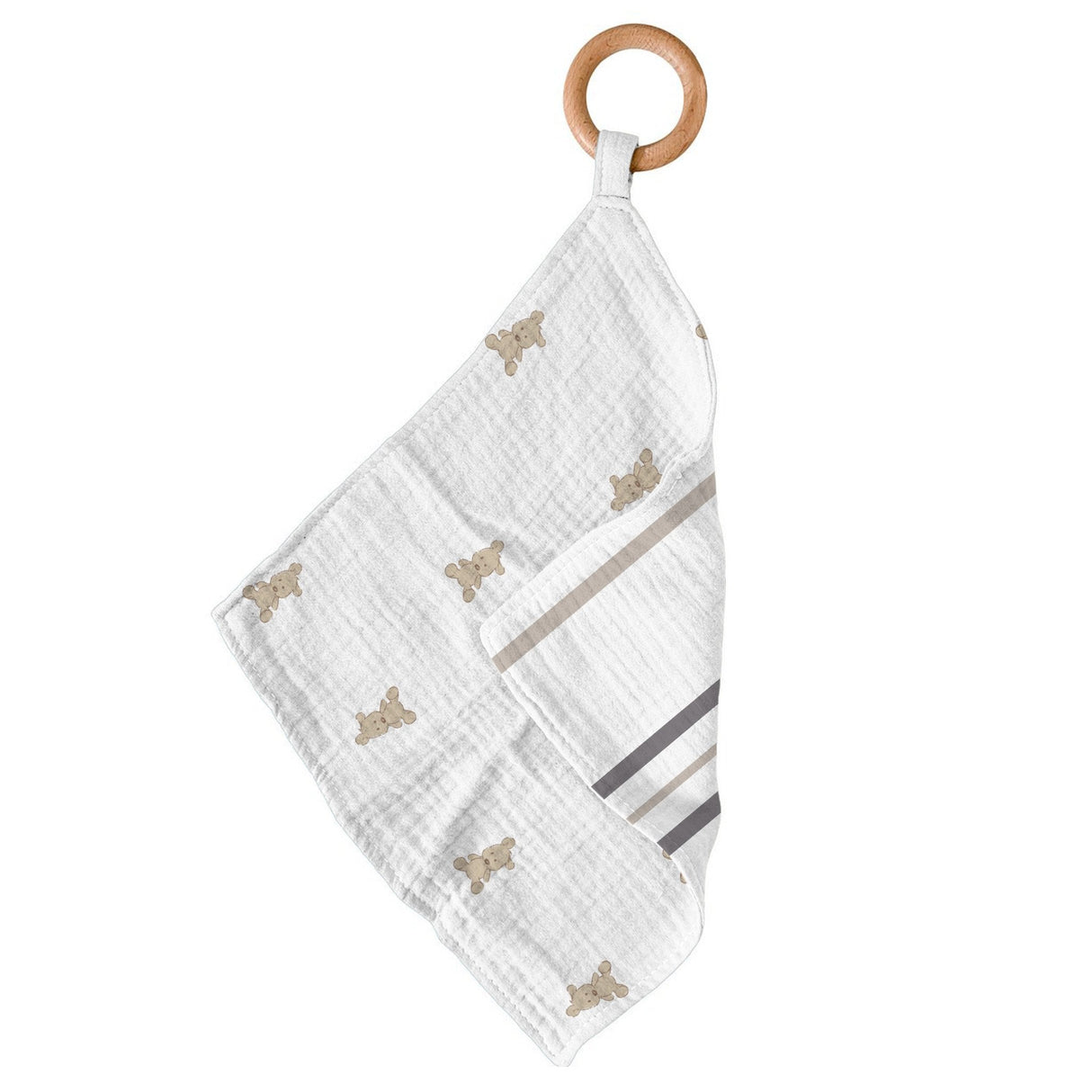 Teddy Bear & Grey Stripe Blankie Teether - HoneyBug