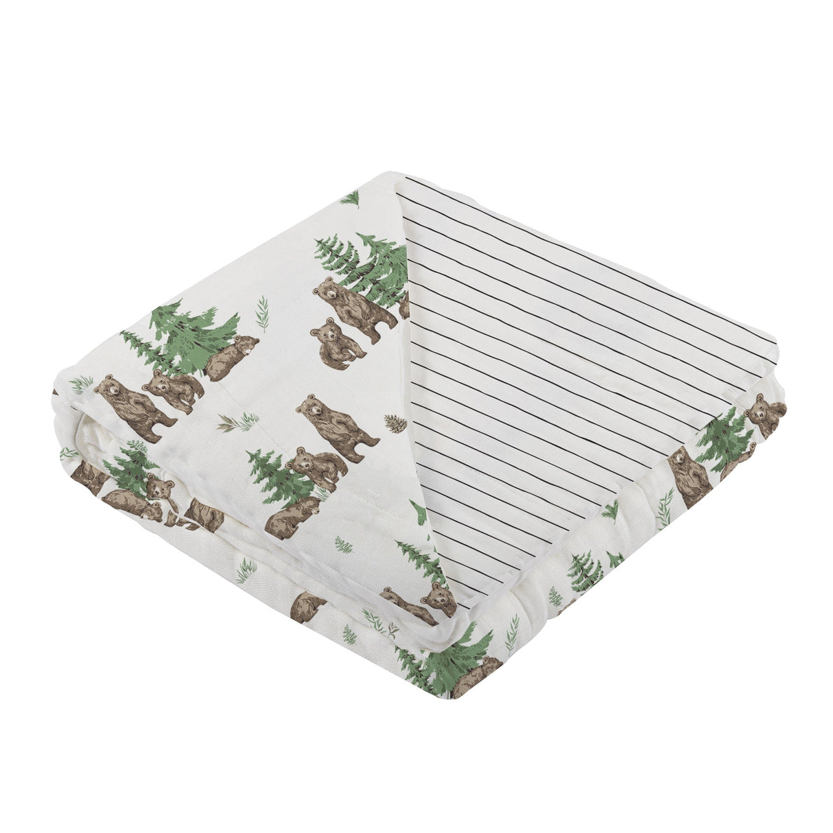 Wilderness Bear & Pencil Stripe Bamboo Newcastle Blanket