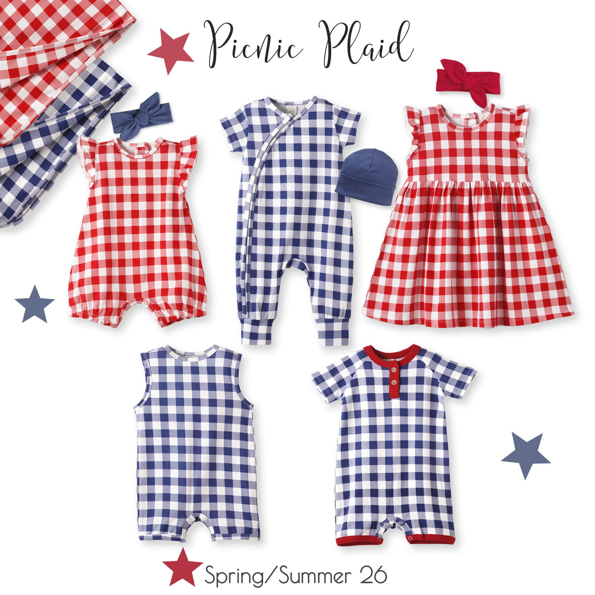 Picnic Plaid Soft Bamboo Sleeveless Baby Romper