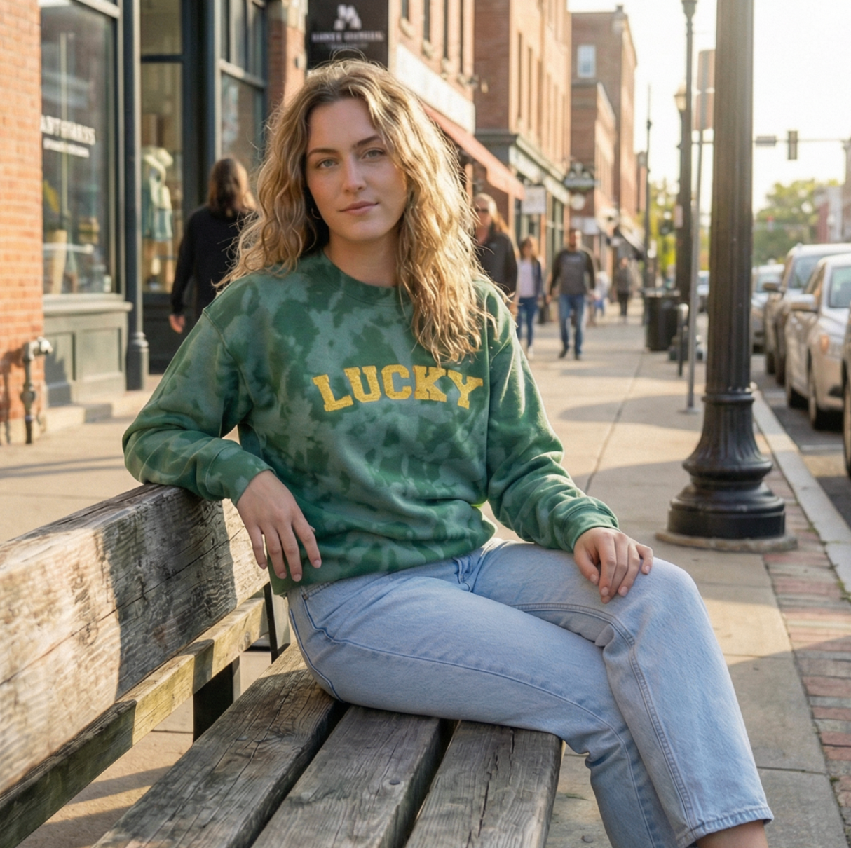 LUCKY GOLD STITCH ♡ tie-dye sweatshirt