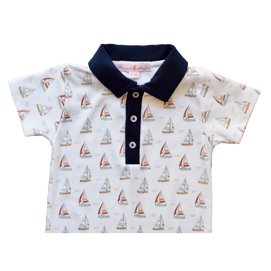 Sailboat Romper with Collar - HoneyBug