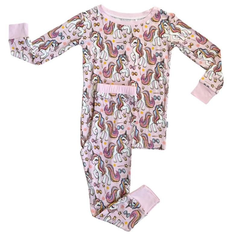 Pink Unicorn | Two-Piece Bamboo Pajama Set - HoneyBug