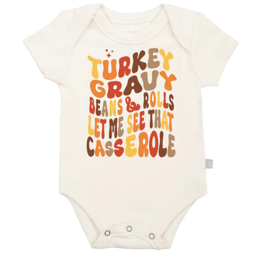 graphic bodysuit | turkey gravy casserole - HoneyBug