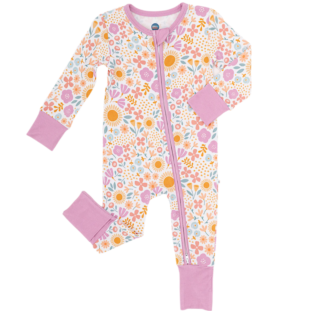 Bamboo One Piece Zip Pajama - Darling Spring Daisy - HoneyBug