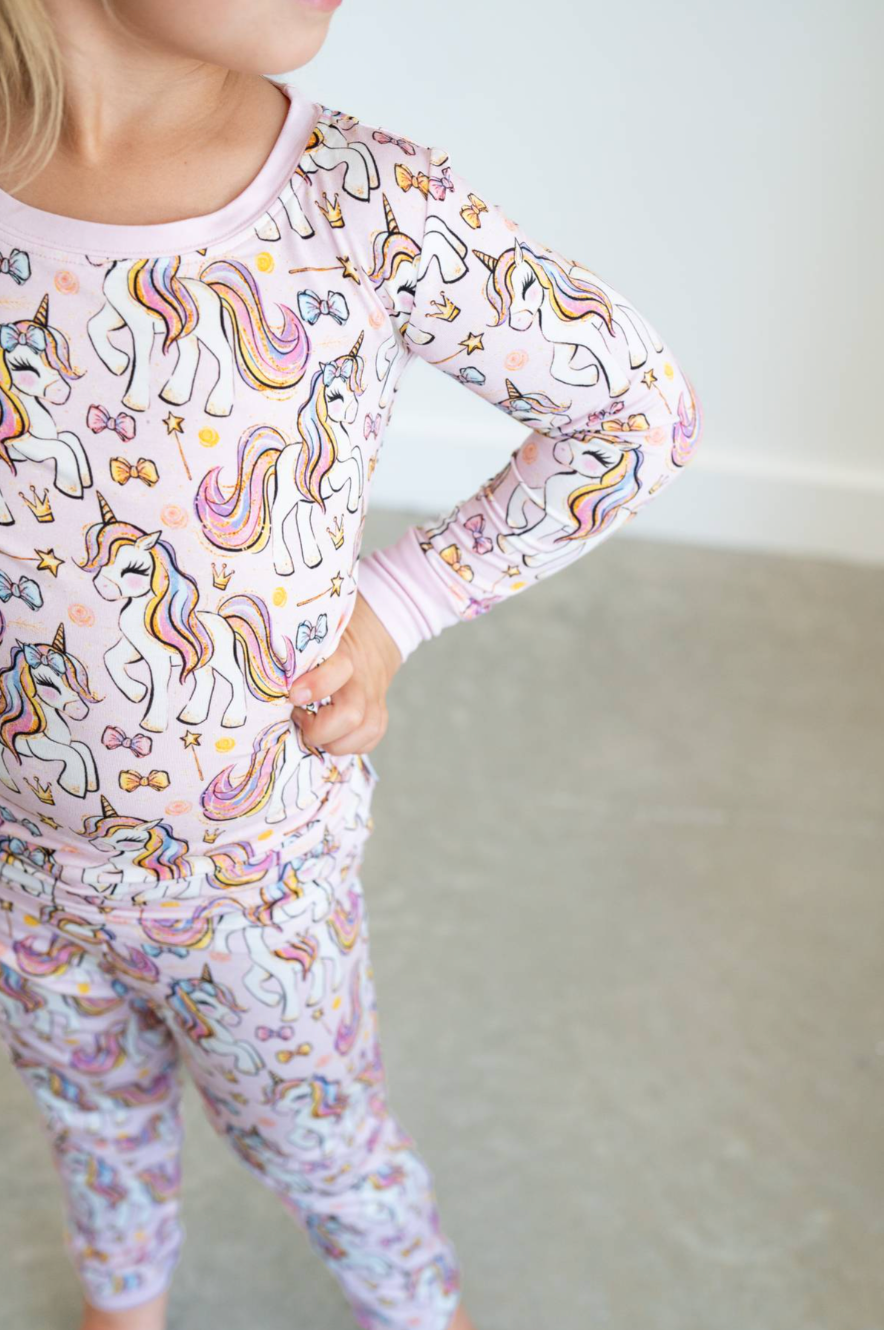 Pink Unicorn | Two-Piece Bamboo Pajama Set - HoneyBug