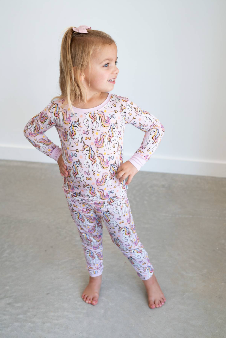 Pink Unicorn | Two-Piece Bamboo Pajama Set - HoneyBug
