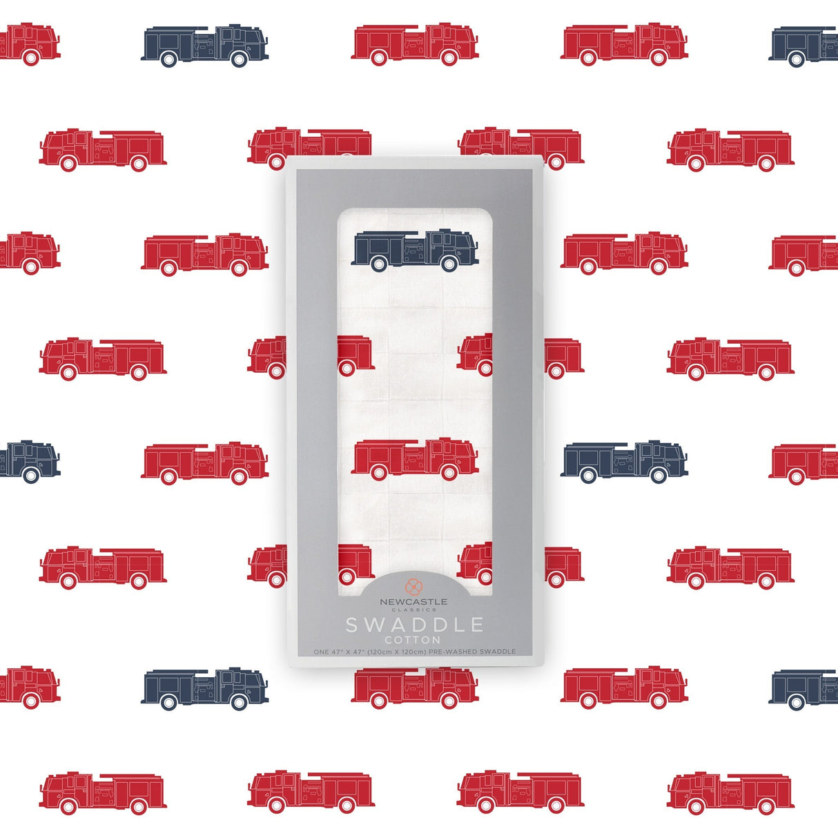 Blue and Red Fire Trucks Swaddle - HoneyBug