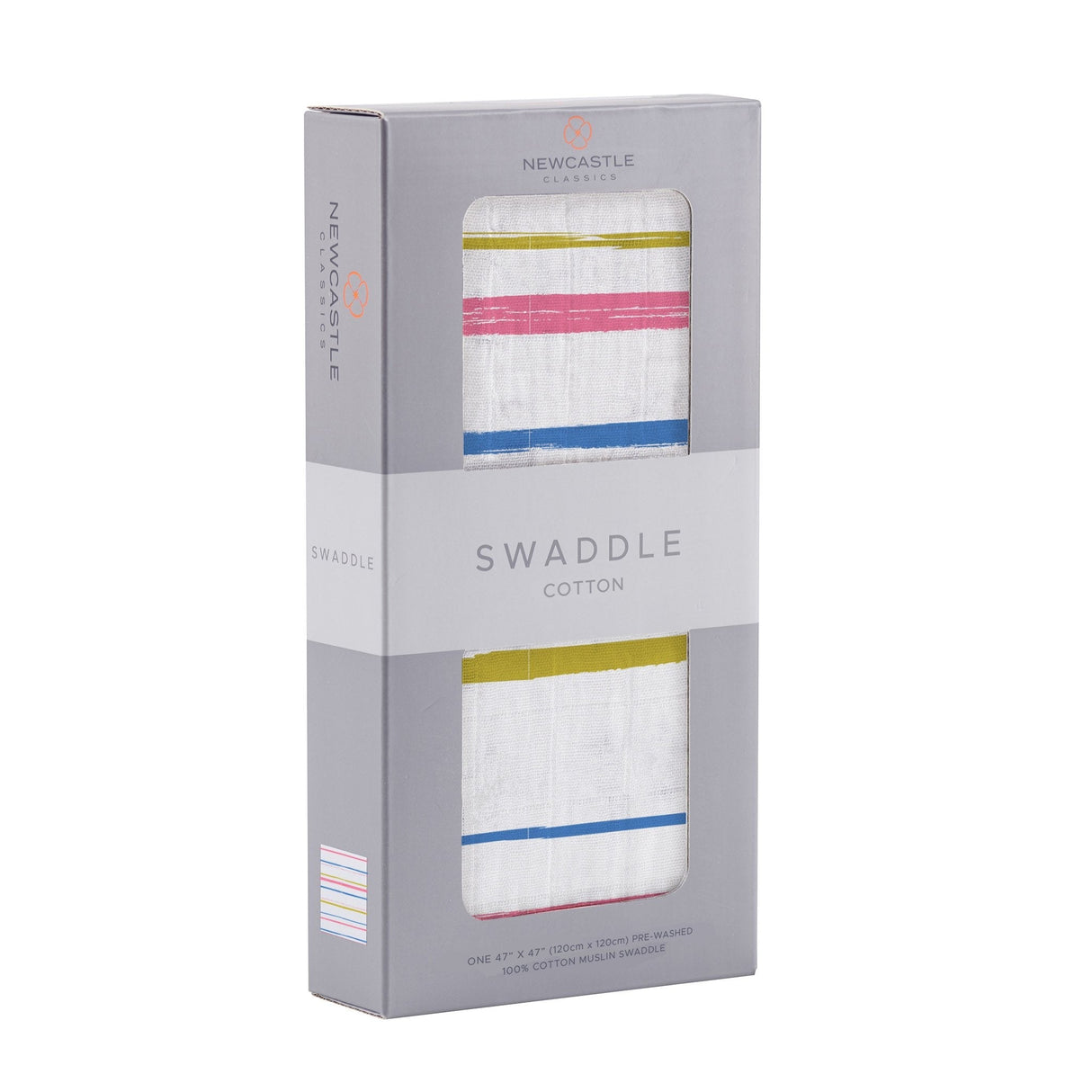 Watercolor Stripe Cotton Muslin Swaddle - HoneyBug