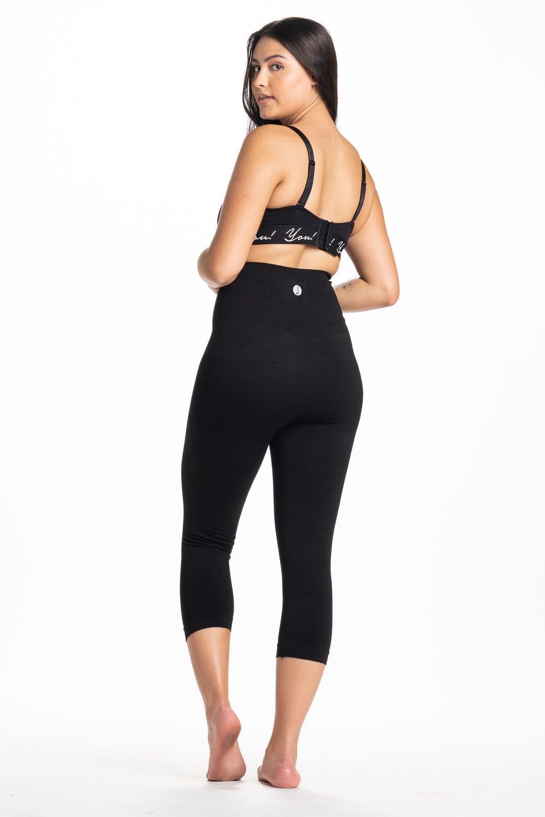 Snapback™ Postpartum Crop Leggings - Black - HoneyBug