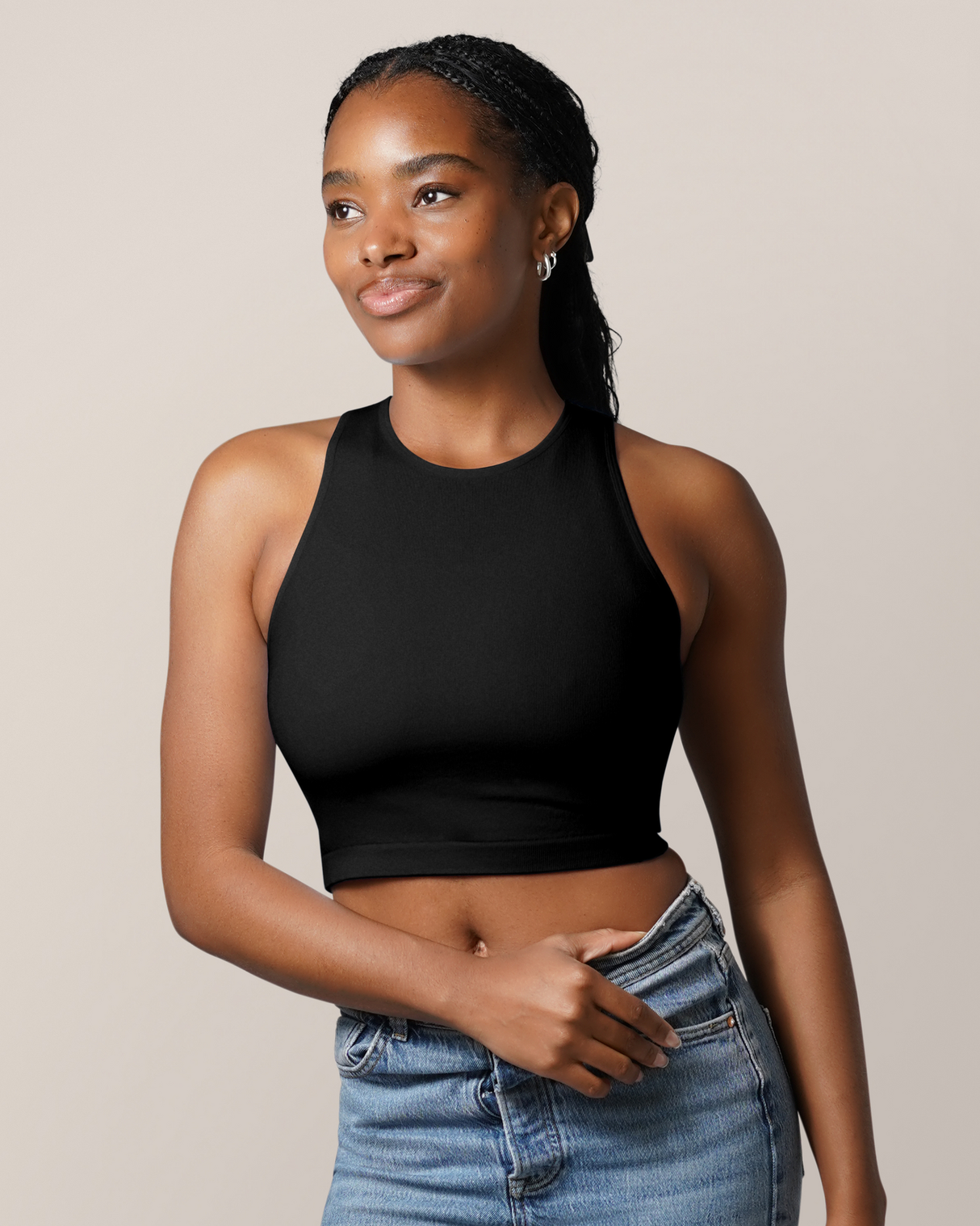 Sublime® Bamboo Hands-Free Pumping Longline Bra Top | Black - HoneyBug