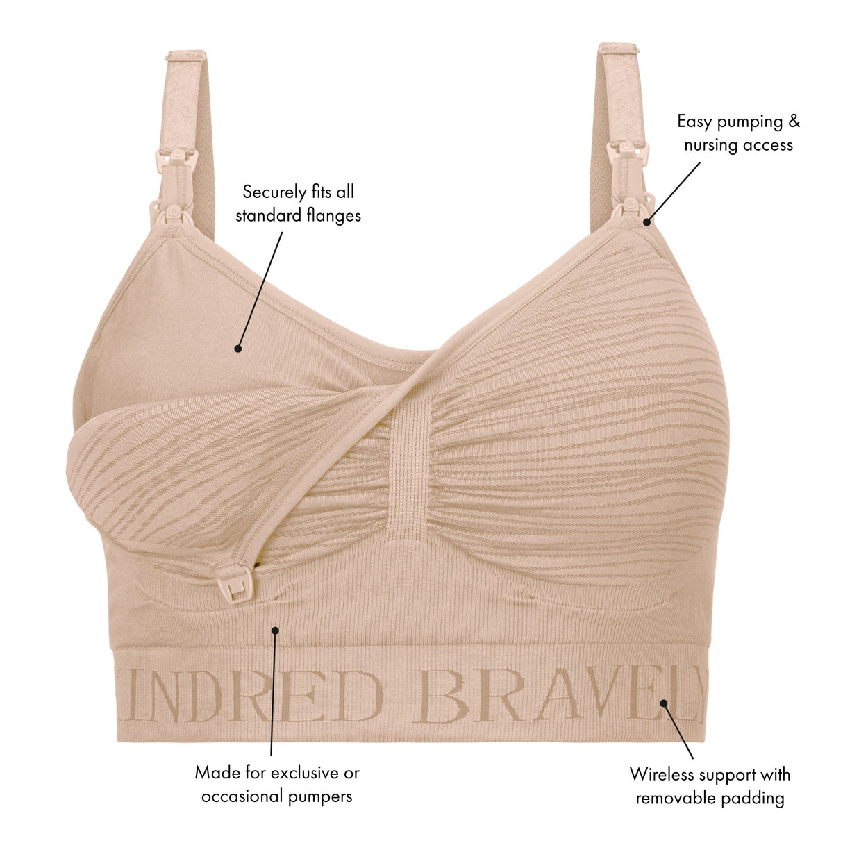 Sublime® Hands-Free Pumping & Nursing Bra | Beige - HoneyBug