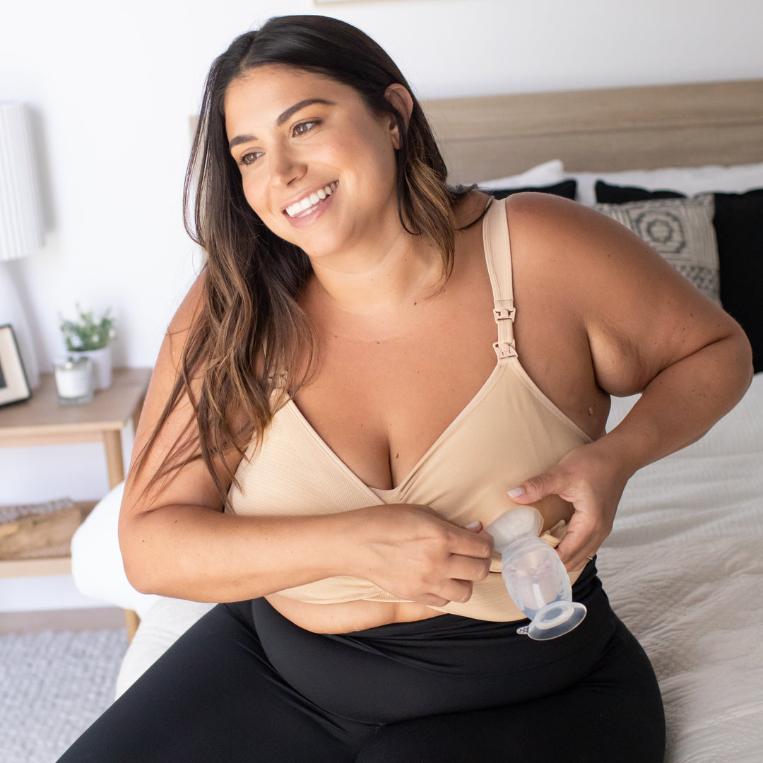 Sublime® Hands-Free Pumping & Nursing Bra | Beige - HoneyBug