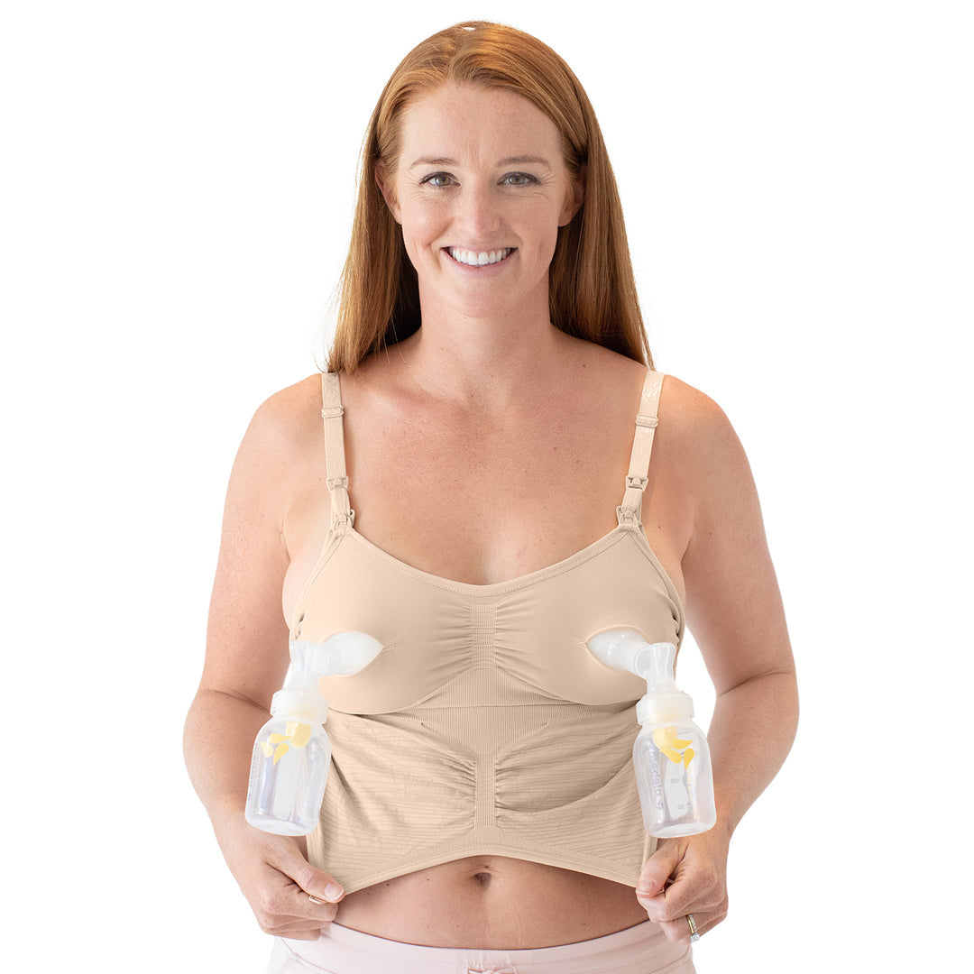 Sublime® Hands-Free Pumping & Nursing Bra | Beige - HoneyBug