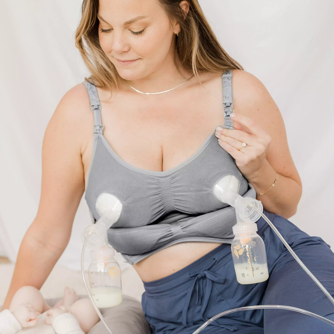 Sublime® Hands-Free Pumping & Nursing Bra | Grey - HoneyBug