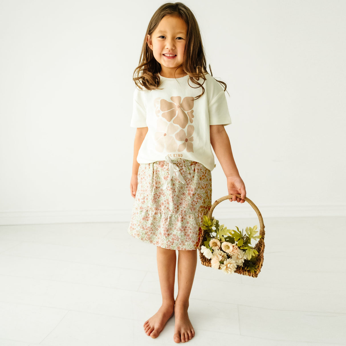 Organic Girls Tee and Skort Outfit - Summer Floral - HoneyBug