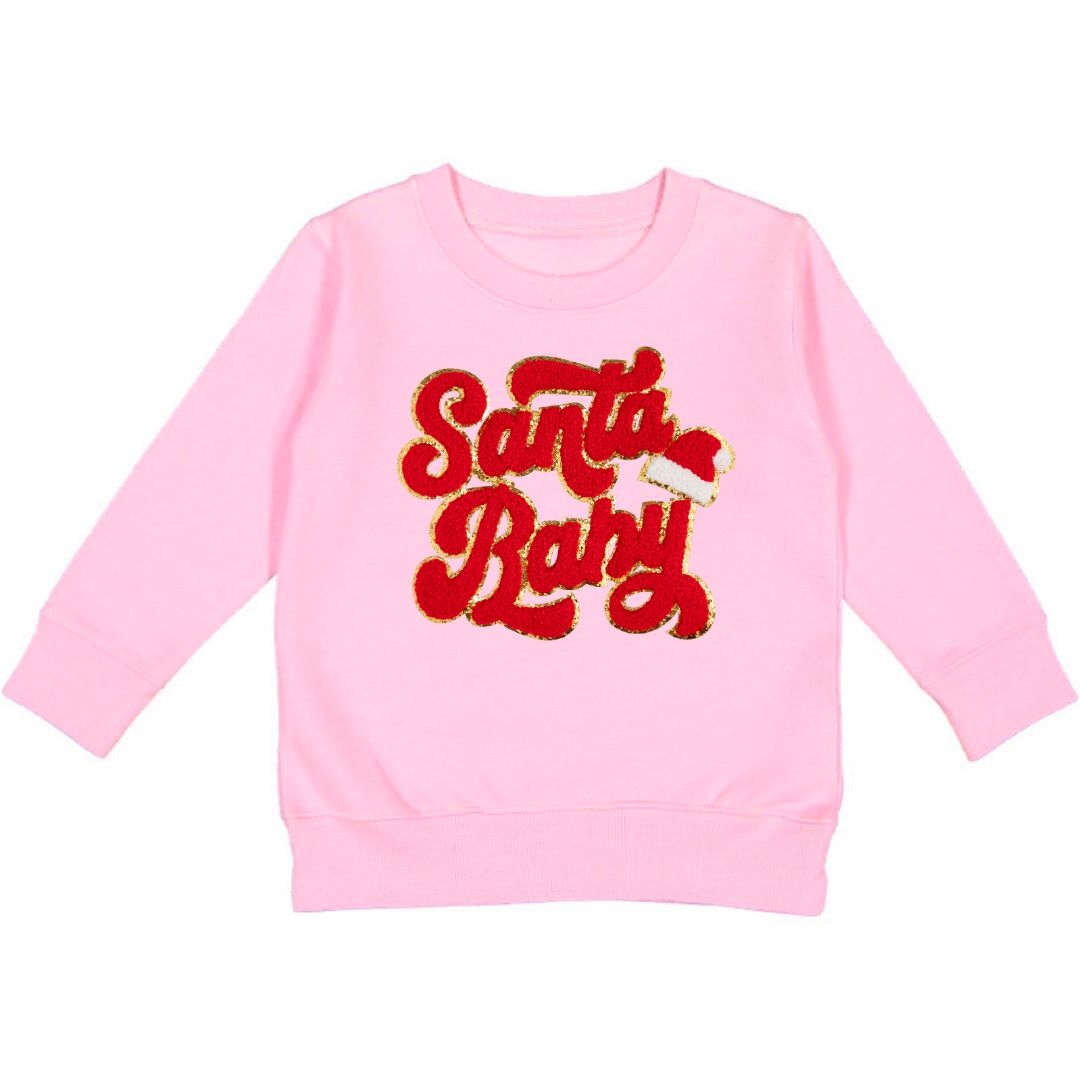 Santa Baby Patch Christmas Sweatshirt - Pink - HoneyBug