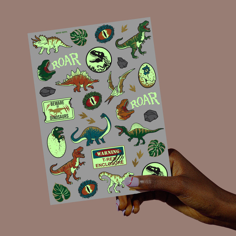 Dino Glo Tats - 44 Foil Temporary Tattoos