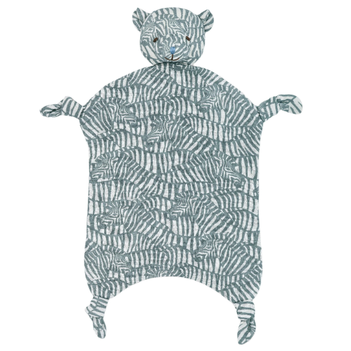 Muslin Bear Lovey - Zebra Print - HoneyBug